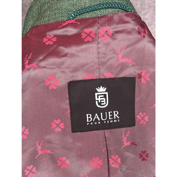 Bauer Pour Femme women's blazer buttons long sleeve embroidered lined linen M - Picture 3 of 10